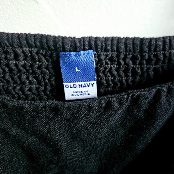 Old Navy Size L Cami Strap Mini Dress Solid Black Linen Blend Summer Casual - Picture 5 of 6